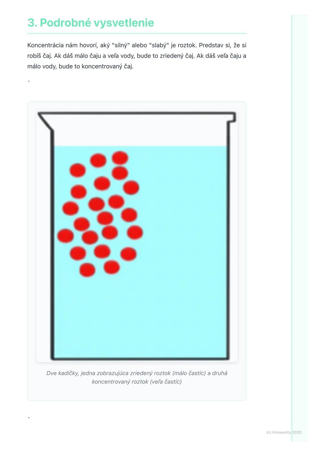 # Koncentrácia roztokov
(základy)
1. Prehľad / Úvod
Dnes si zopakujeme, čo je to koncentrácia roztokov. Je to dôležitá téma, lebo
nám pomá