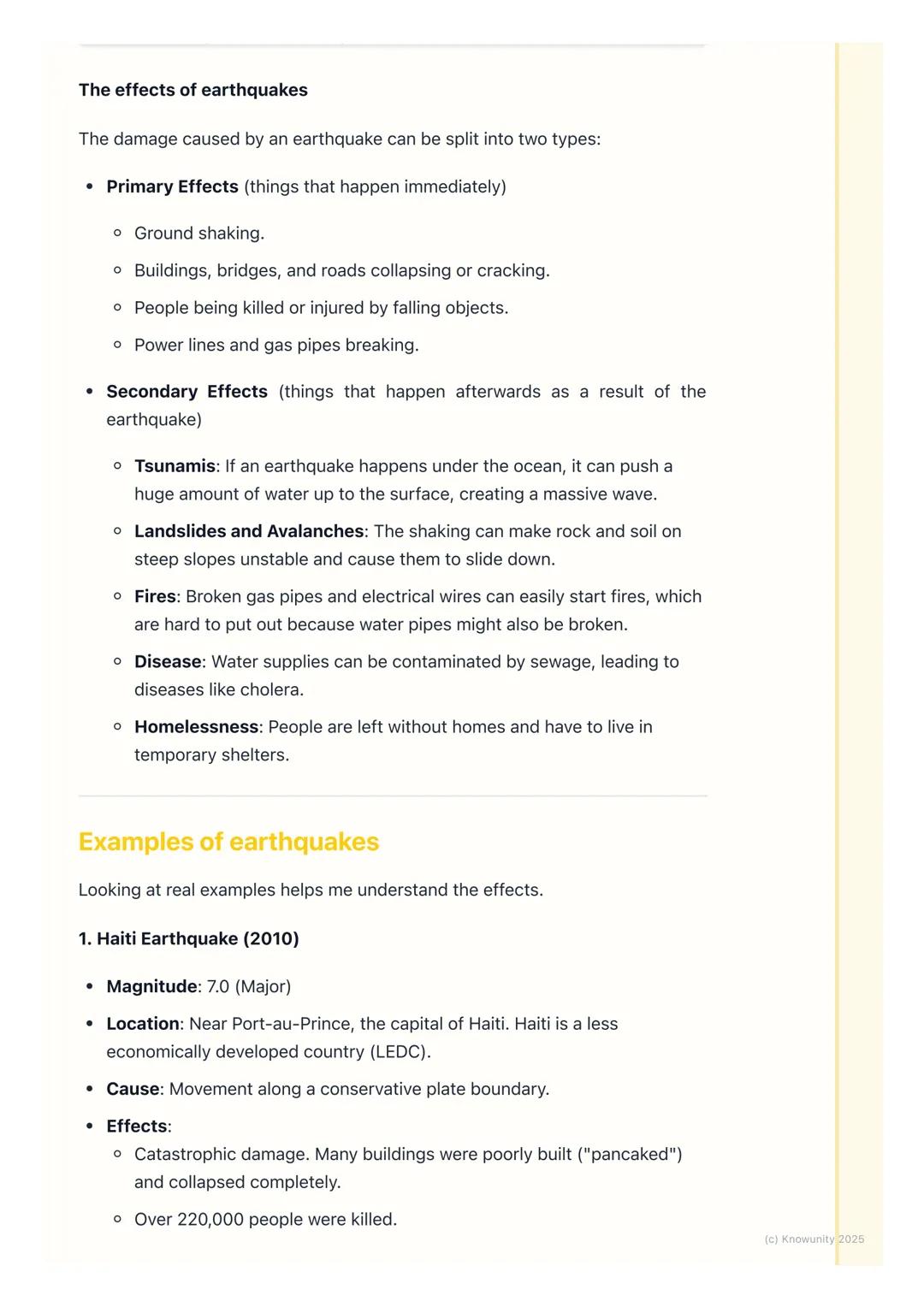 # Earthquakes
What are earthquakes?
An earthquake is a sudden and violent shaking of the ground. It's caused by
movements within the Earth