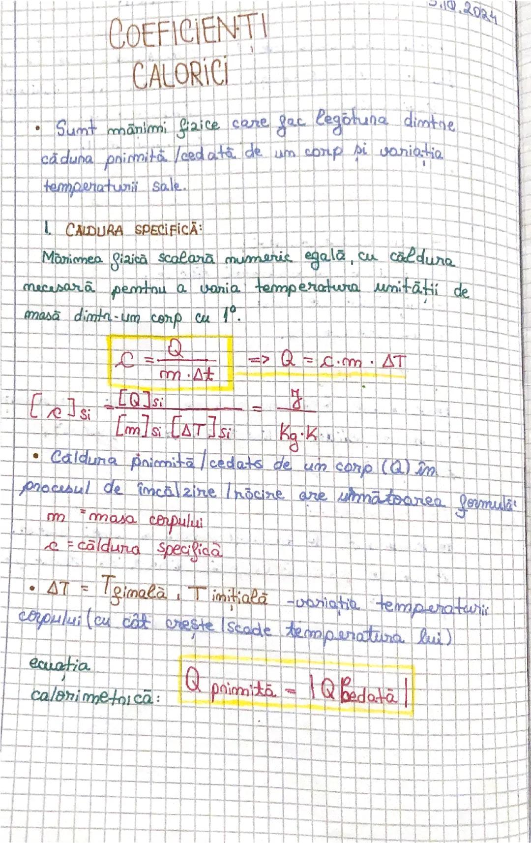 COEFICIENȚI CALORICI