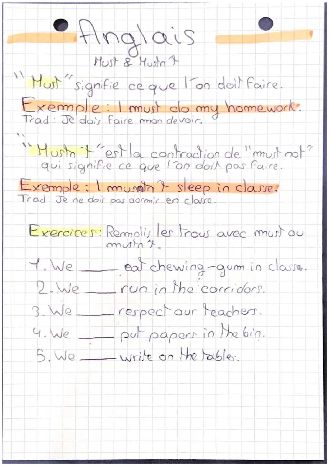 Fun Exercises on Must and Must Not in English