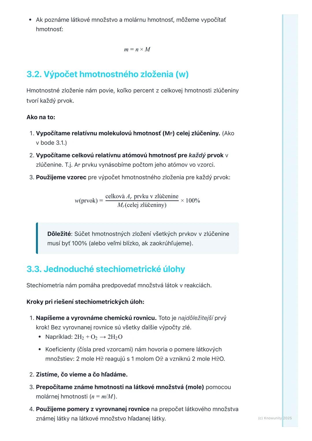 # Výpočty v chémii
## 1. Úvod do chemických výpočtov
V chémii je super dôležité vedieť nielen, čo sa s čím spája, ale aj koľko toho
potreb