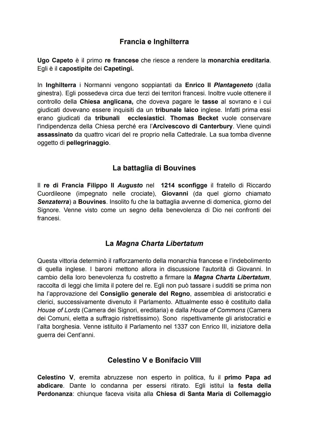 Francia e Inghilterra
Ugo Capeto è il primo re francese che riesce a rendere la monarchia ereditaria.
Egli è il capostipite dei Capetingi.
I