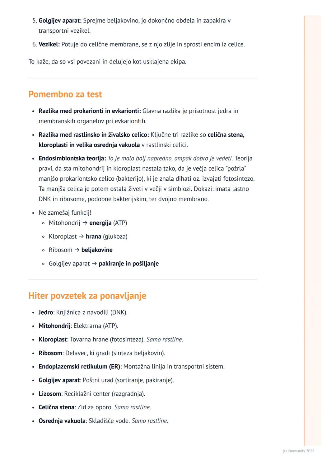 # Celični organeli in njihove funkcije
Uvod v celične organele
Celični organeli so kot majhni "organi" znotraj celice. Vsak ima svojo spec