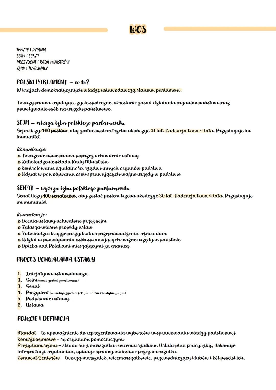 TEMATY I PYTANIA
SEJM I SENAT
PREZYDENT I RADA MINISTRÓW
SADY I TRYBUNAŁY
POLSKI PARLAMENT - co to?
W krajach demokratycznych władzę ustawod