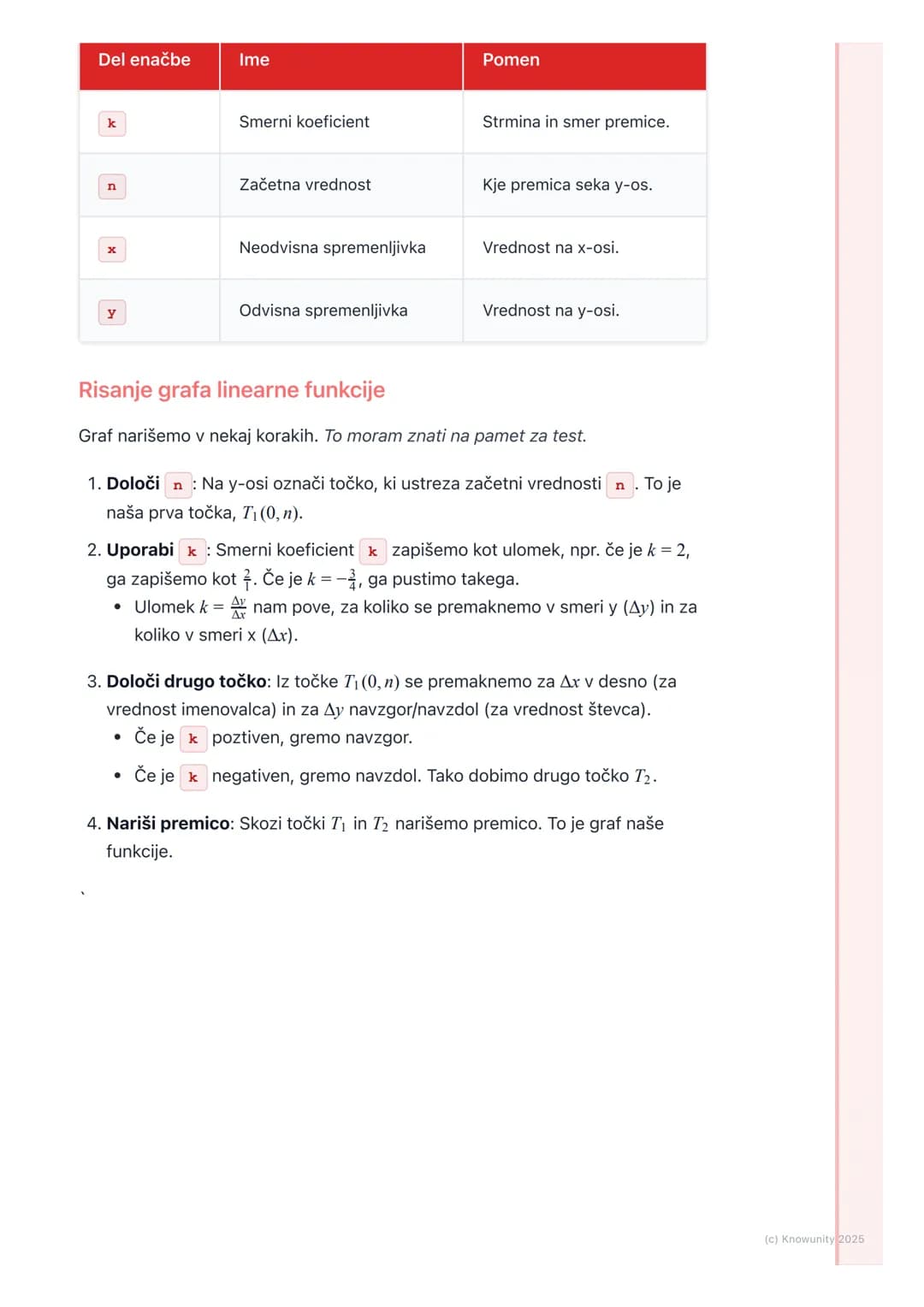 # Linearna funkcija
Kaj je linearna funkcija?
Linearna funkcija je ena izmed osnovnih funkcij v matematiki. Opisuje
odvisnost med dvema ko