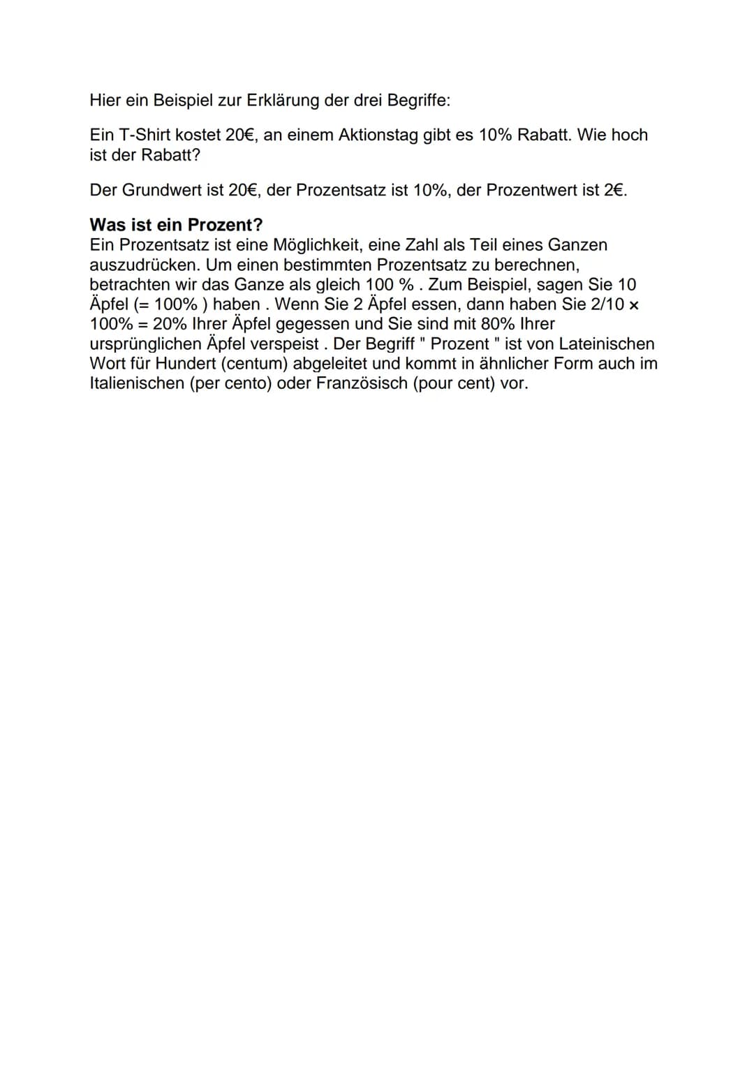 # 8. Klasse - Prozentrechnung
Zusammenfassung
Wann brauchen wir Prozentrechnungen?
Im Alltag begegnen wir täglich Prozenterechnungen: Rabat