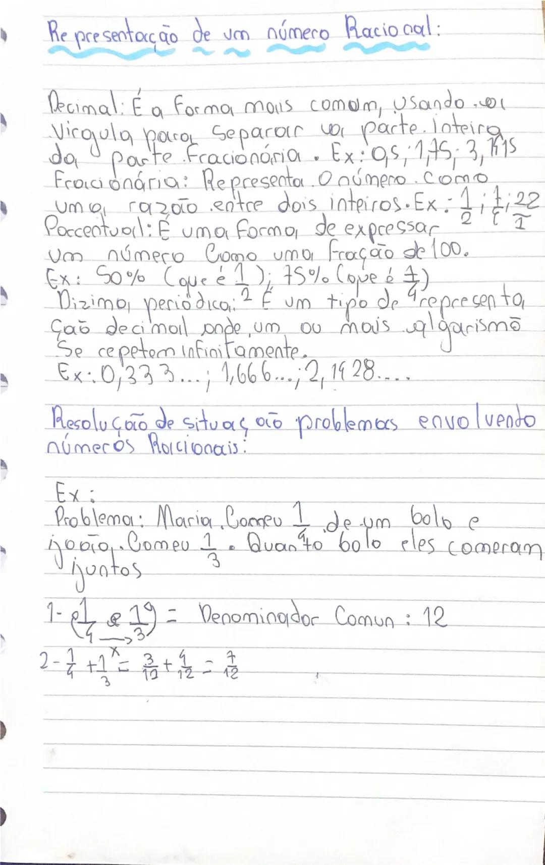 Matemática
números racionais:
Definição: Um número é dito racional. Se pode
Ser escrito da Forma $\frac{a}{b}$, com $a, b \in \mathbb{Z}$ e