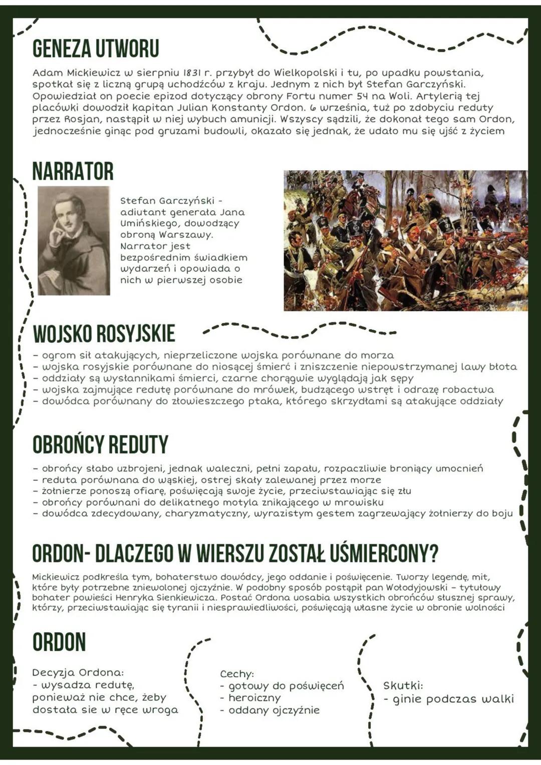 # REDUTA ORDONA
ADAM MICKIEWICZ
ANALIZA
polski poeta, działacz
polityczny, publicysta,
tłumacz, filozof, działacz
religijny, mistyk,
orga