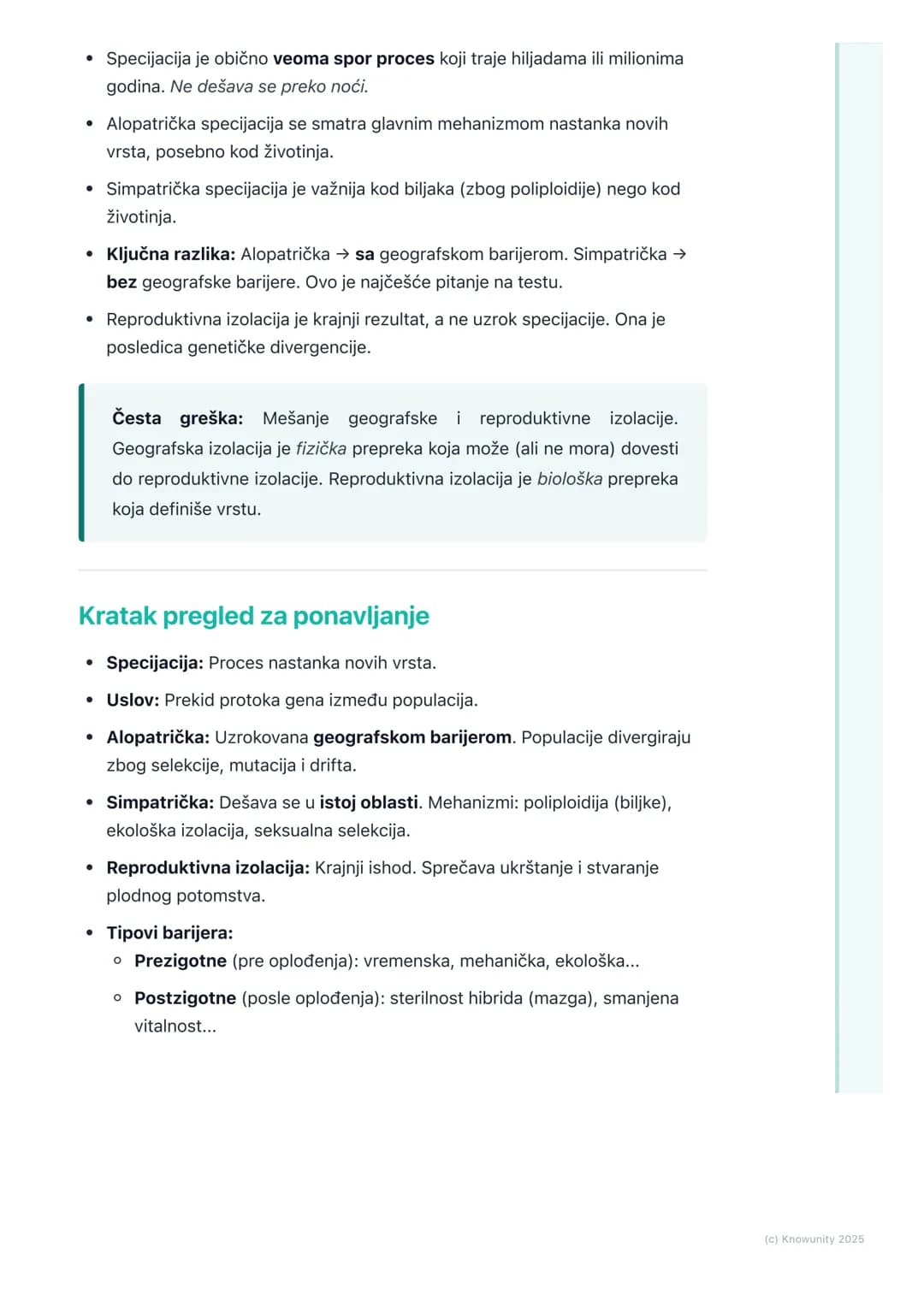 # Specijacija
## Šta je specijacija?
Specijacija je evolutivni proces nastanka novih bioloških vrsta iz već
postojećih. To je ključni meha