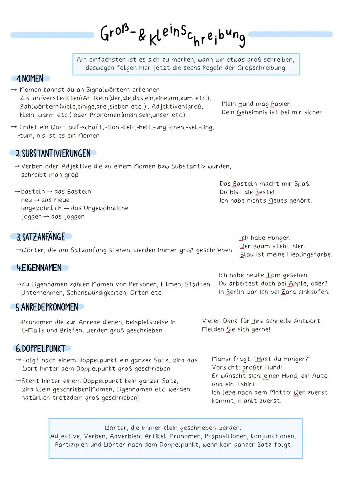 # Groß-& kleinschreibung
Am einfachsten ist es sich zu merken, wann wir etwas groß schreiben,
deswegen folgen hier jetzt die sechs Regeln d