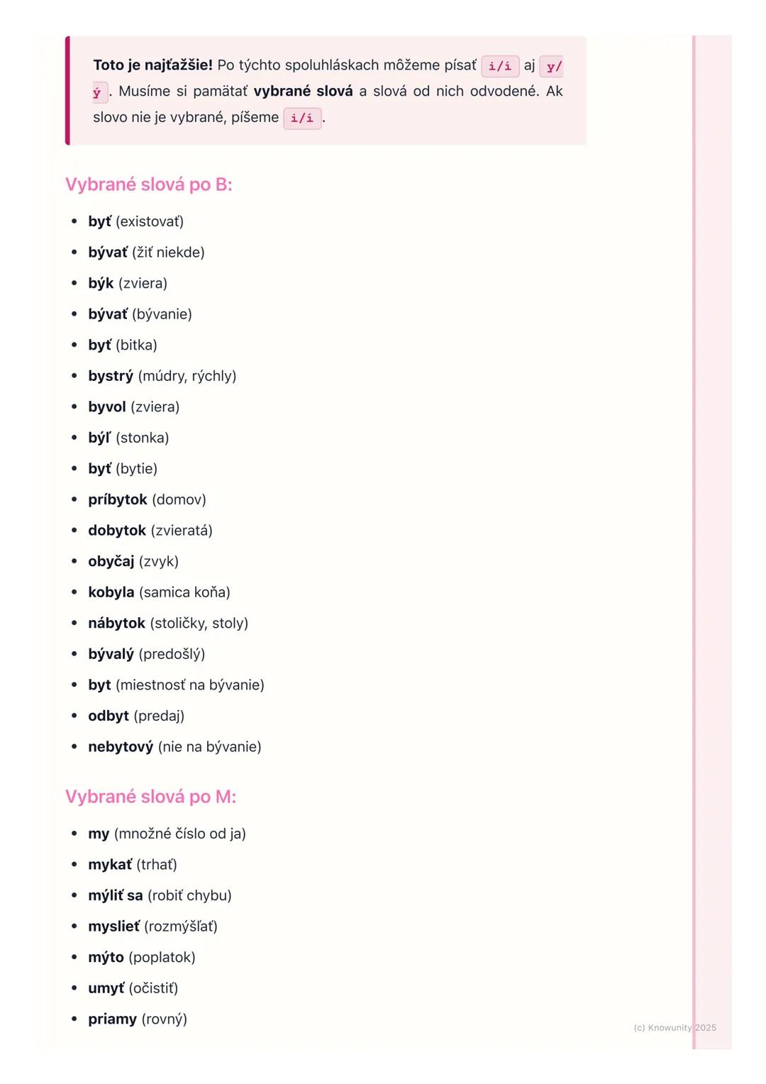 # Pravopis i/í, y/ý
1. Prehľad pravopisu i/í, y/ý
Ahojte! Dnes si zopakujeme veľmi dôležitú vec v slovenčine - kedy píšeme i
alebo i a ked