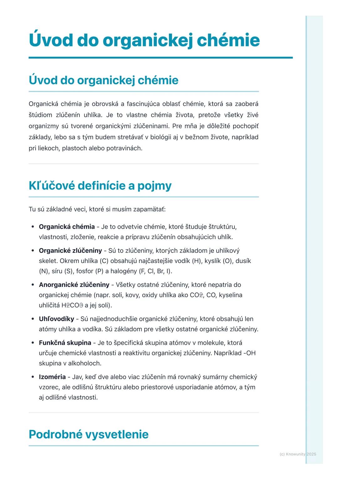 # Úvod do organickej chémie
Úvod do organickej chémie
Organická chémia je obrovská a fascinujúca oblasť chémie, ktorá sa zaoberá
štúdiom z