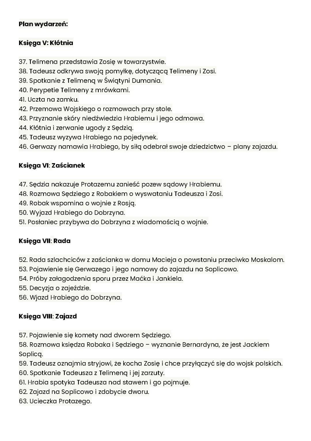 Pan Tadeusz- Księgi V-XII