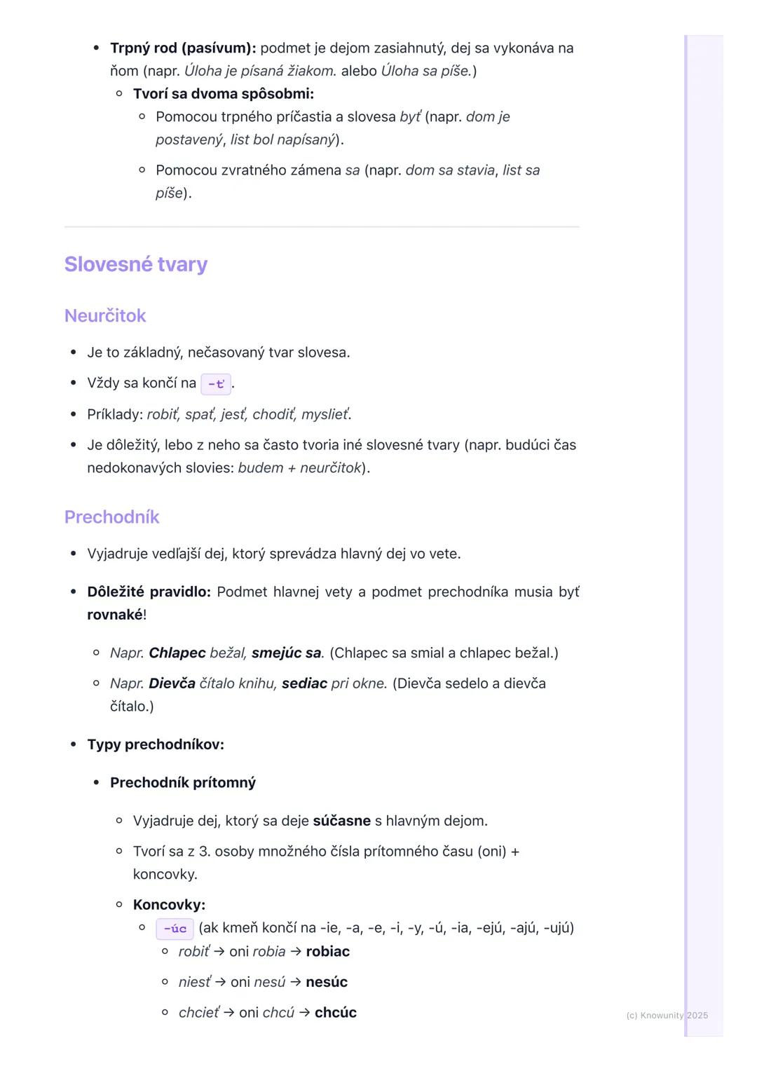 # Slovesá
## 1. Prehľad slovies
Slovesá sú veľmi dôležité slová v našom jazyku. Hovoríme im aj
plnovýznamové slovné druhy, lebo samy osebe