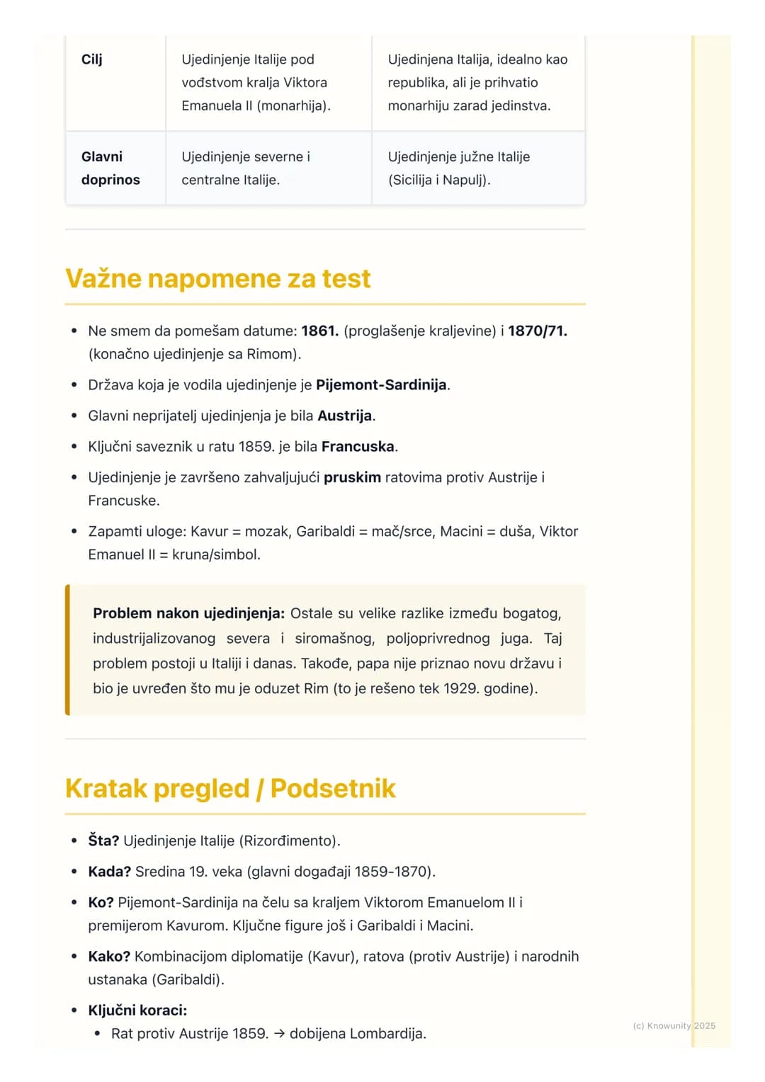 # Ujedinjenje Italije
Uvod: Italija pre ujedinjenja
Posle Bečkog kongresa 1815. godine, Italija nije bila jedinstvena država. Bila je
pode