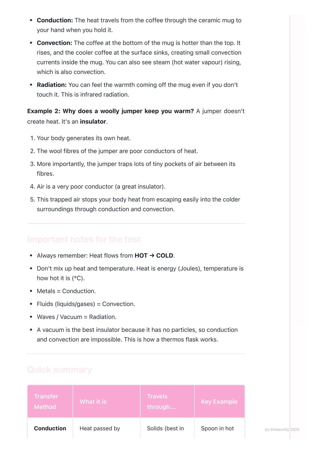 # Heat Transfer
An introduction to heat transfer
Heat is a form of energy, called thermal energy. It always moves from a hotter
place to a