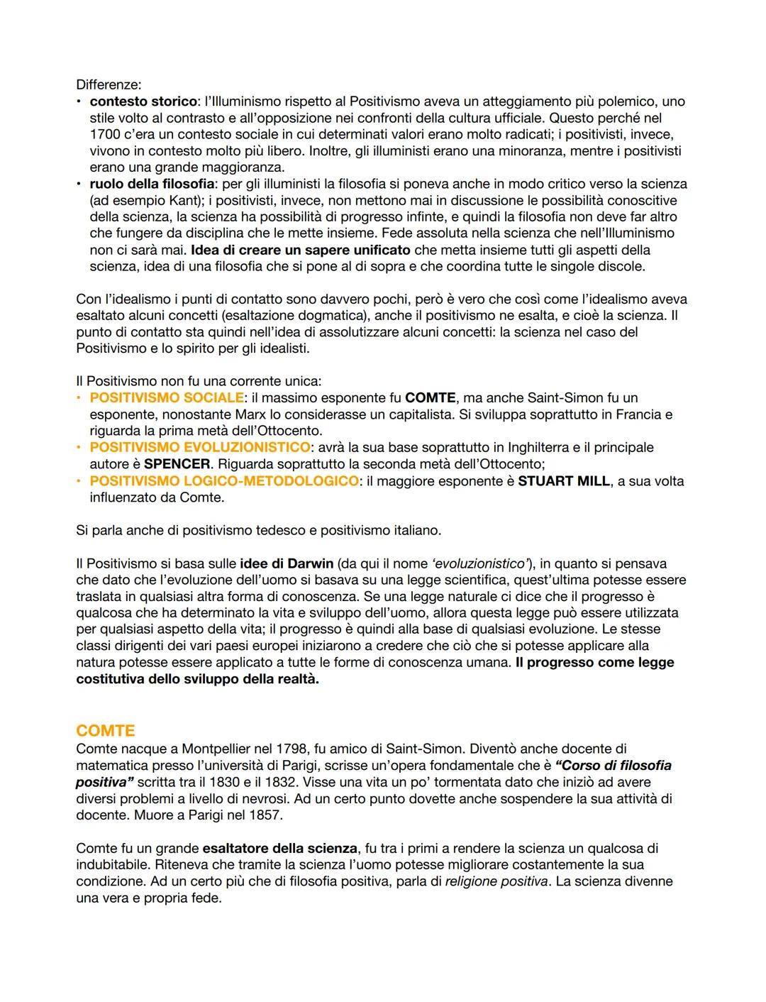 IL POSITIVISMO
Il positivismo è un movimento ottocentesco caratterizzato da un elemento peculiare: l'esaltazione
della scienza in tutte le s