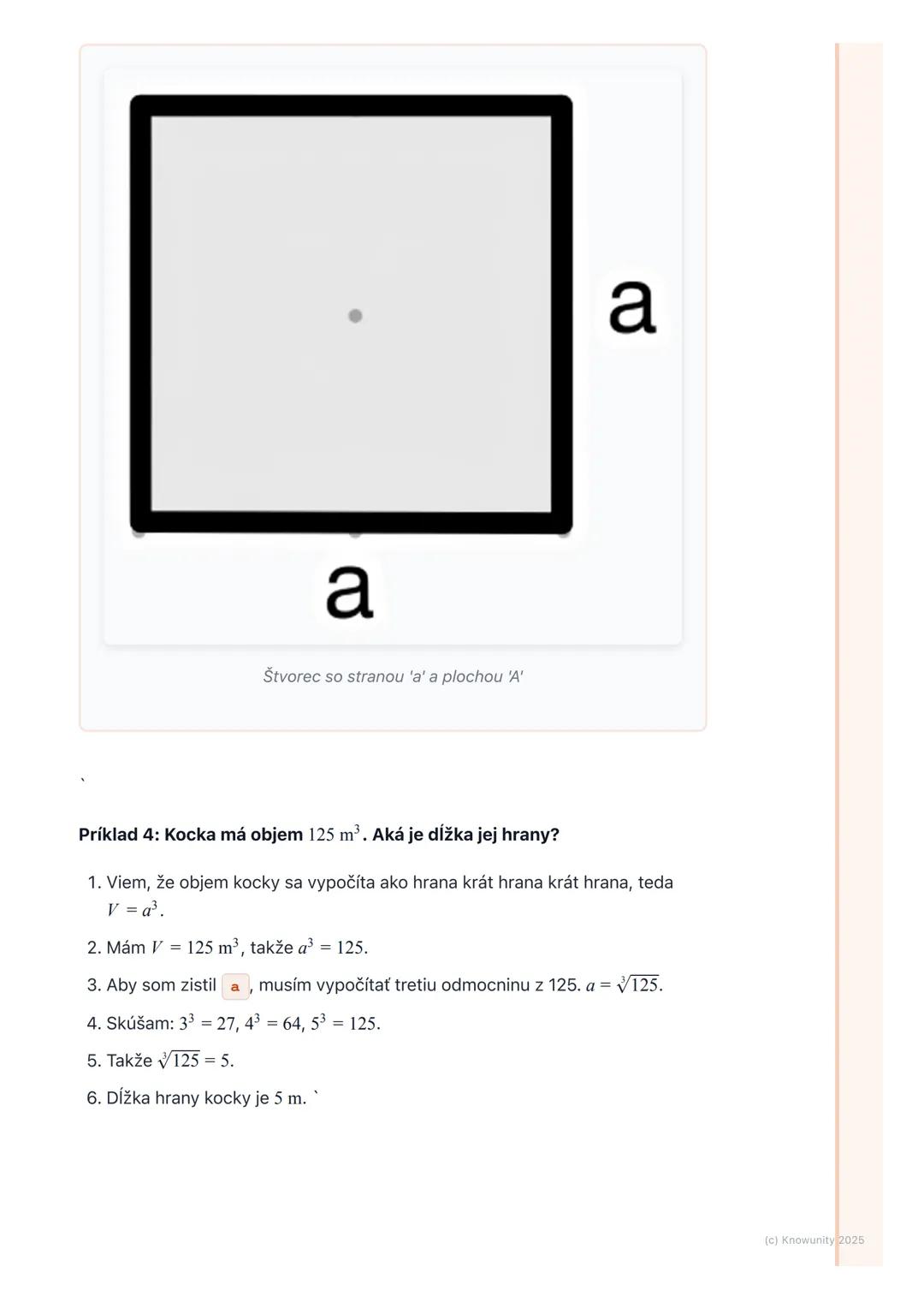 # Druhá a tretia odmocnina
1. Prehľad / úvod
Dnes sa budeme učiť o druhej a tretej odmocnine. Je to dôležité, lebo nám to
pomáha riešiť rô