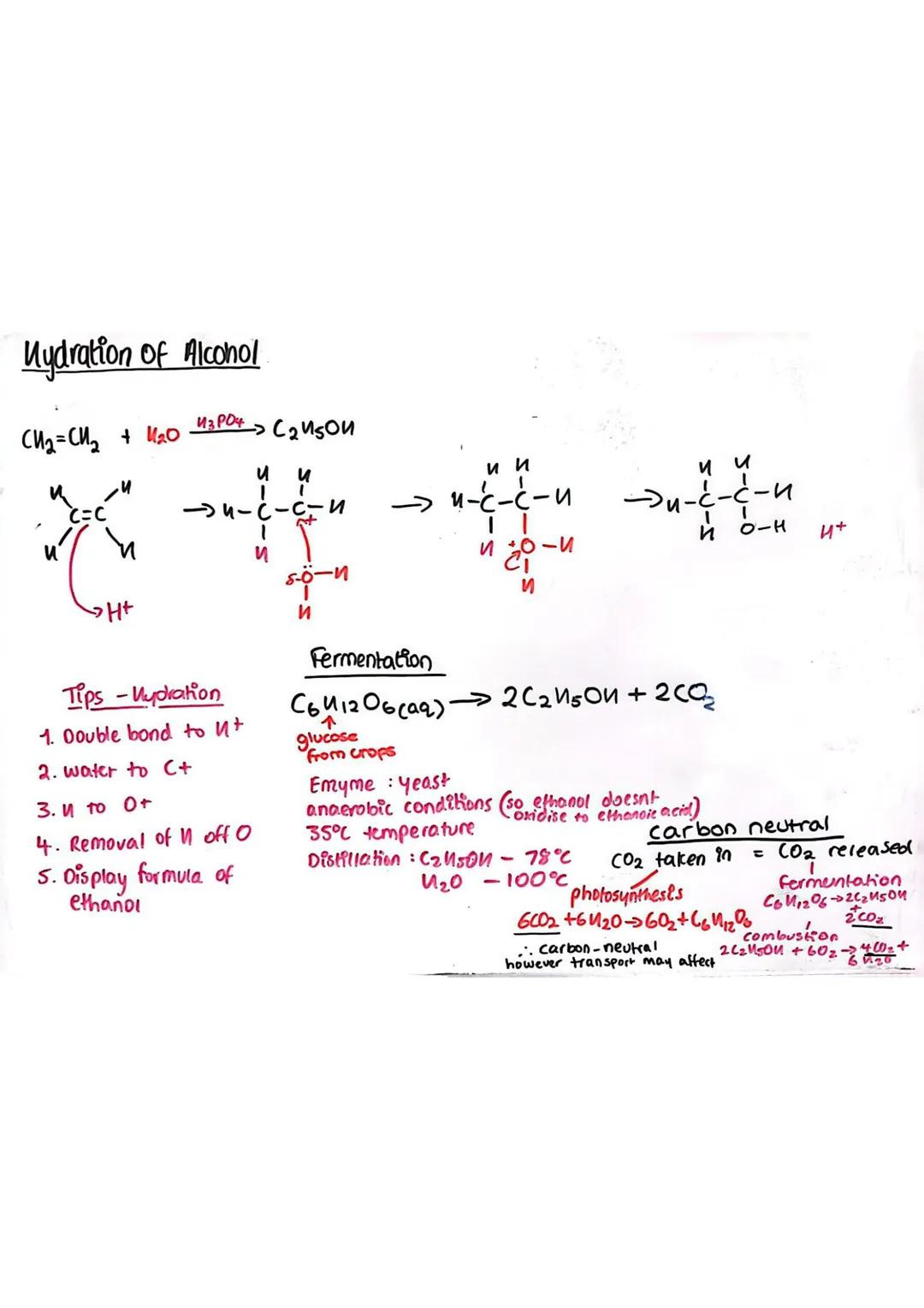 Uydration of Alcohol
СИ2=СИ2 + №20
c=c
и
она
из род
-> C2 USou
и и
.
эп-с-с-и
at
I
и
Tips-Hydration
1. Double bond to ut
2. water to C+
3. и