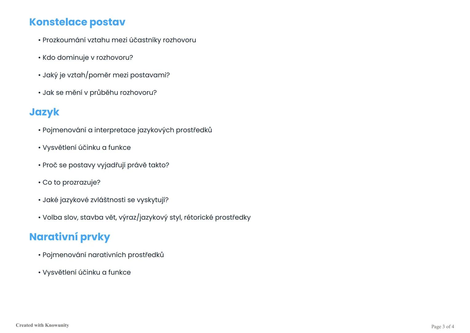 # Kontrolní seznam pro analýzu románu, novely a
dramatu
Strukturovaný kontrolní seznam pro komplexní analýzu literárních textů, scén a dial