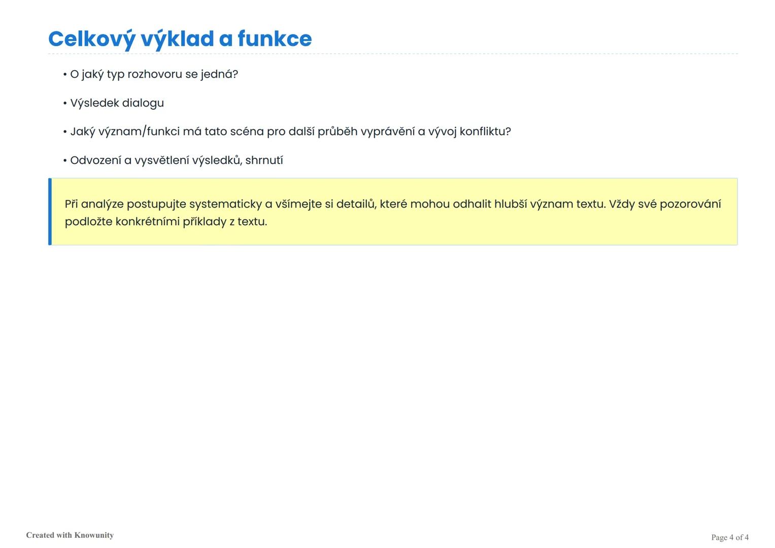 # Kontrolní seznam pro analýzu románu, novely a
dramatu
Strukturovaný kontrolní seznam pro komplexní analýzu literárních textů, scén a dial