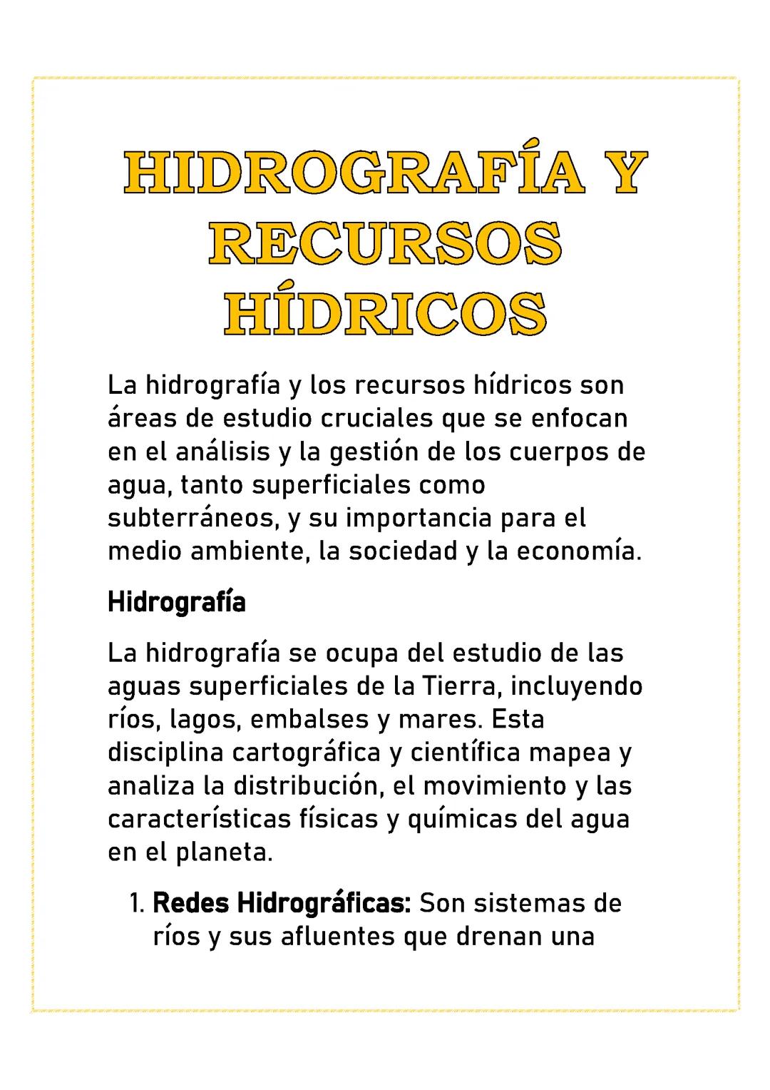 HIDROGRAFÍA Y RECURSOS HÍDRICOS