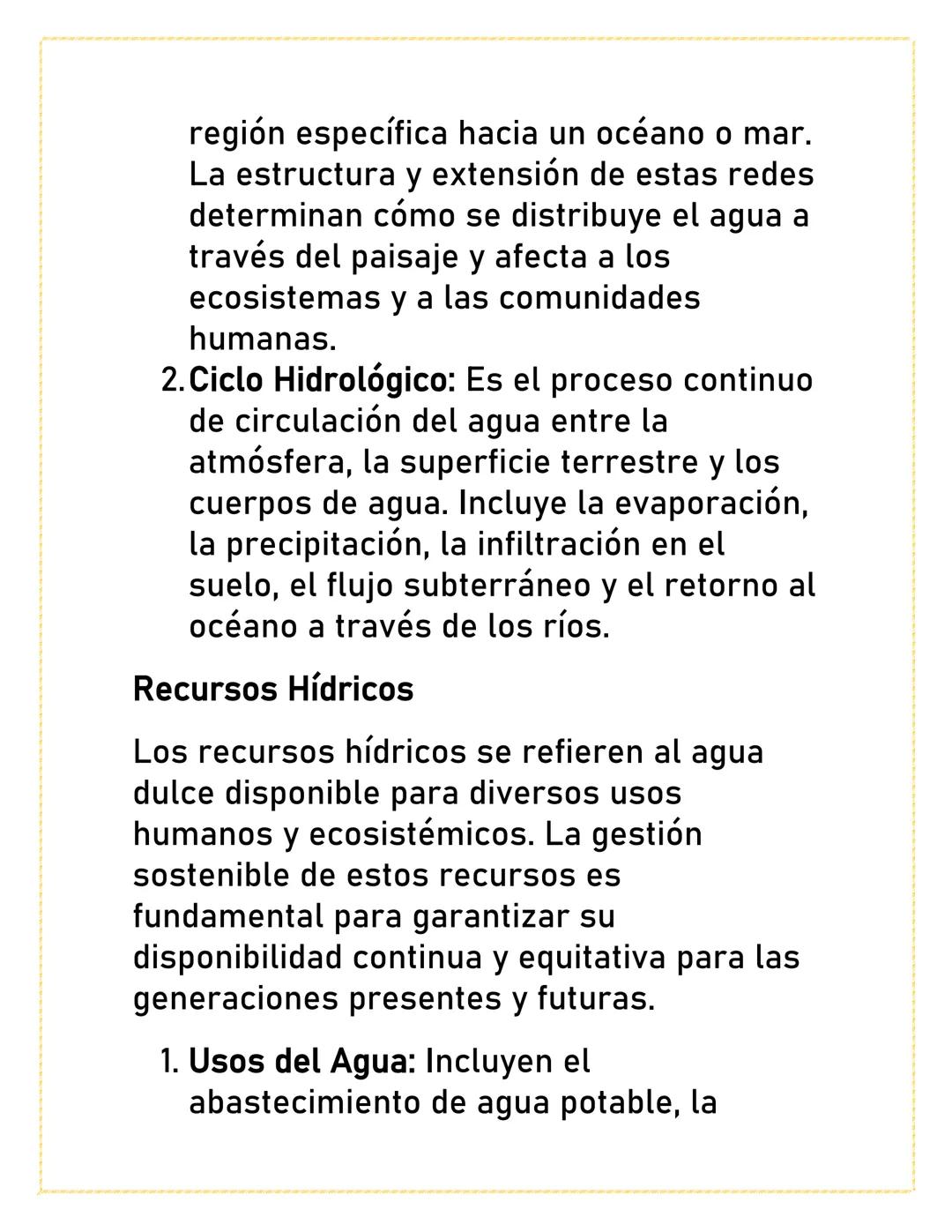 HIDROGRAFÍA Y
RECURSOS
HÍDRICOS
La hidrografía y los recursos hídricos son
áreas de estudio cruciales que se enfocan
en el análisis y la ges