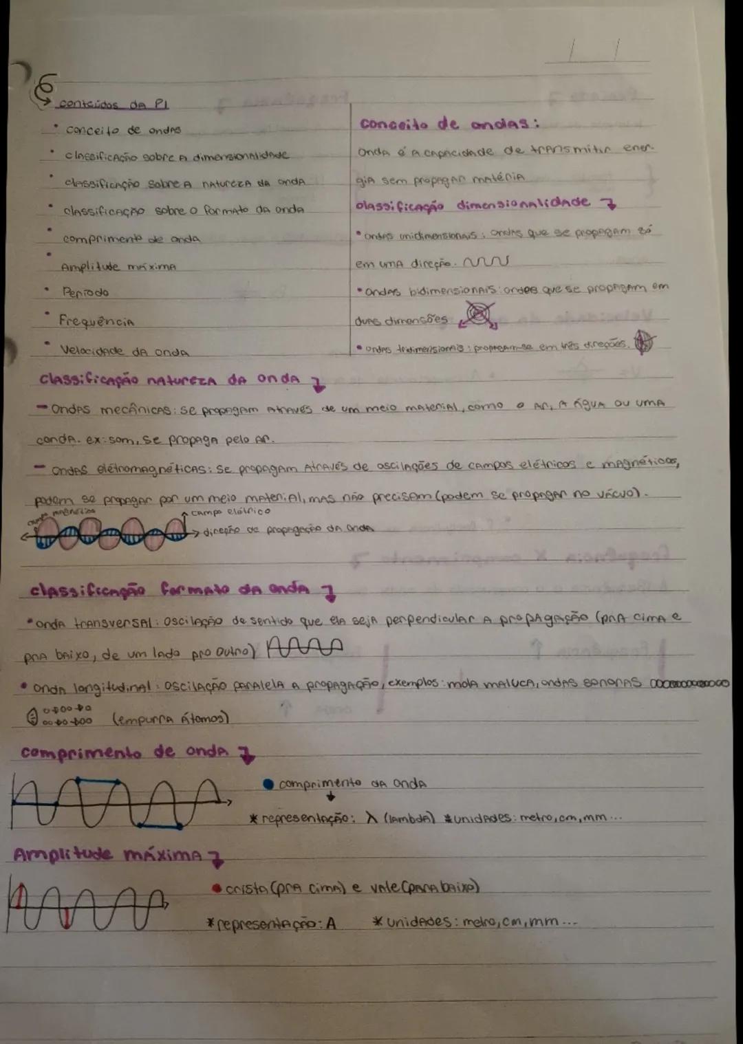 ६
e
conteúdos dDA PL
* conceito de andres
* cinesificação sobre as dimensionniidide
* classificação Sobre a natureza da onda.
* classificaçã