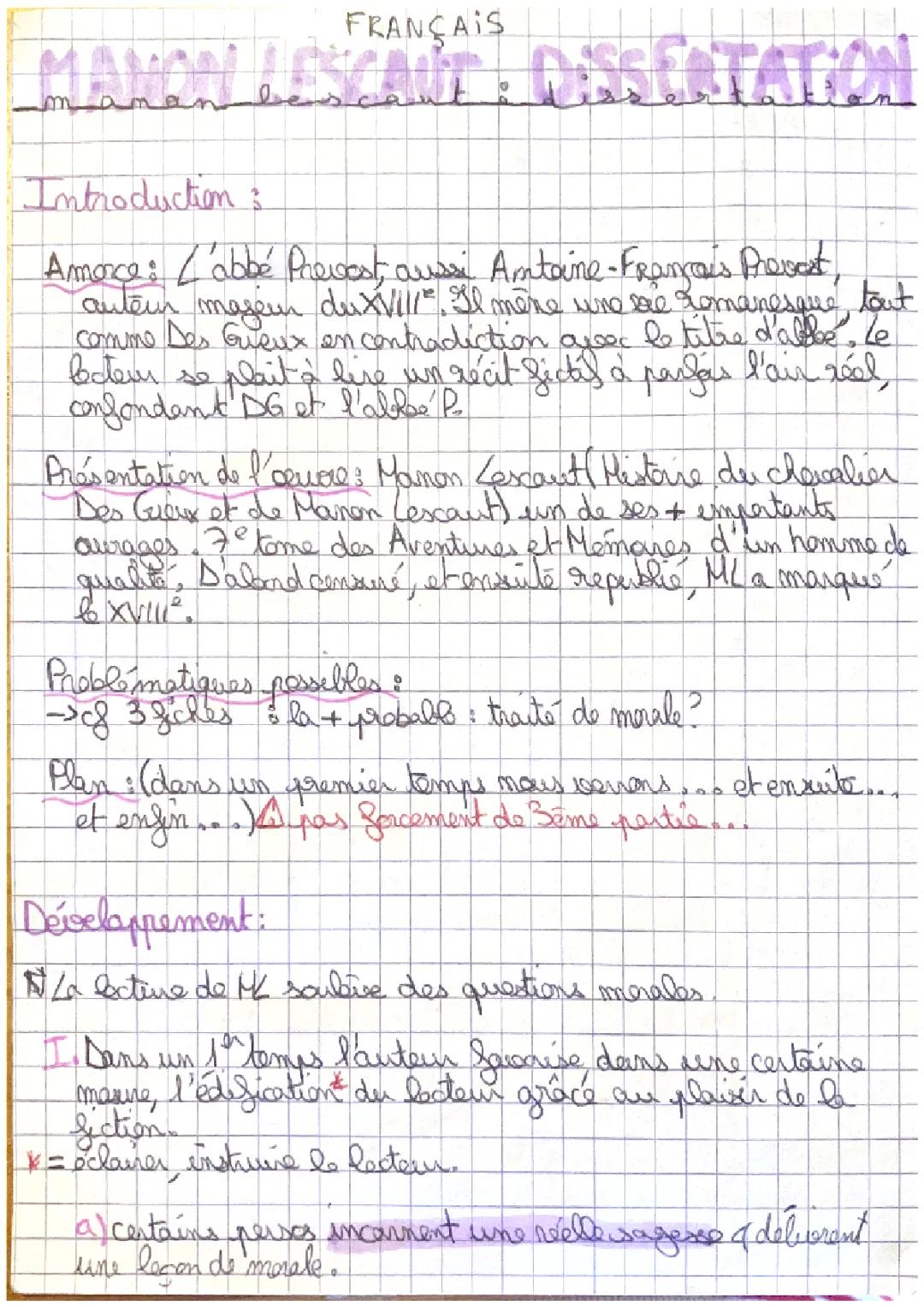 Analyse de la morale dans Manon Lescaut : Thèmes et Passions