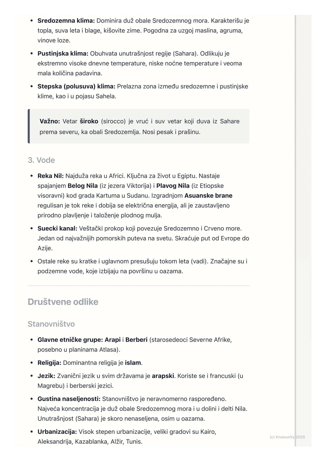 # Severna Afrika
## Opšte karakteristike Severne Afrike
Severna Afrika je regija koja obuhvata severni deo afričkog kontinenta. Često
se n