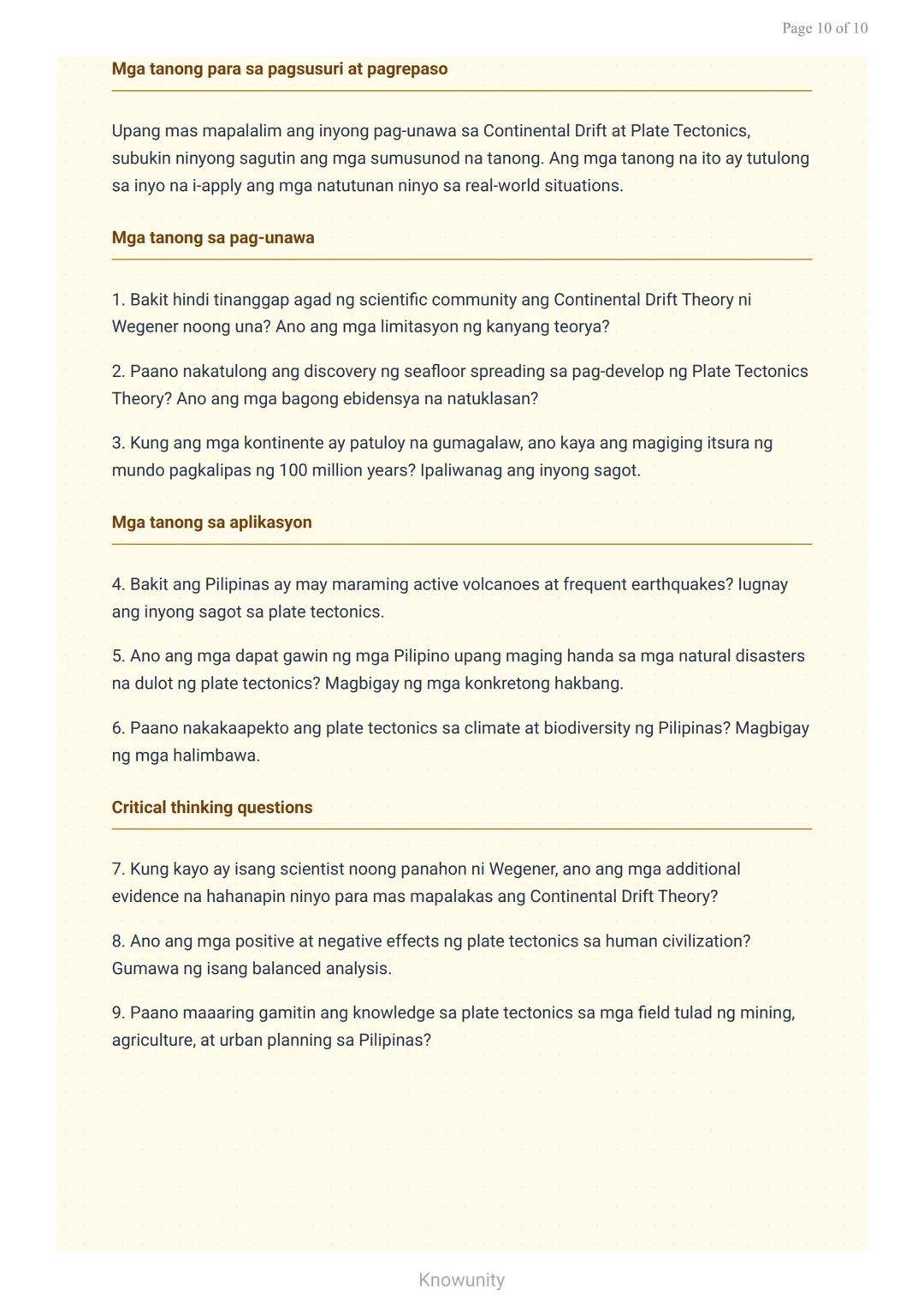 Pinagmulan at Estruktura ng Daigdig: Continental Drift at Plate Tectonics
Pag-aaral sa paggalaw ng mga kontinente at plate tectonics theory