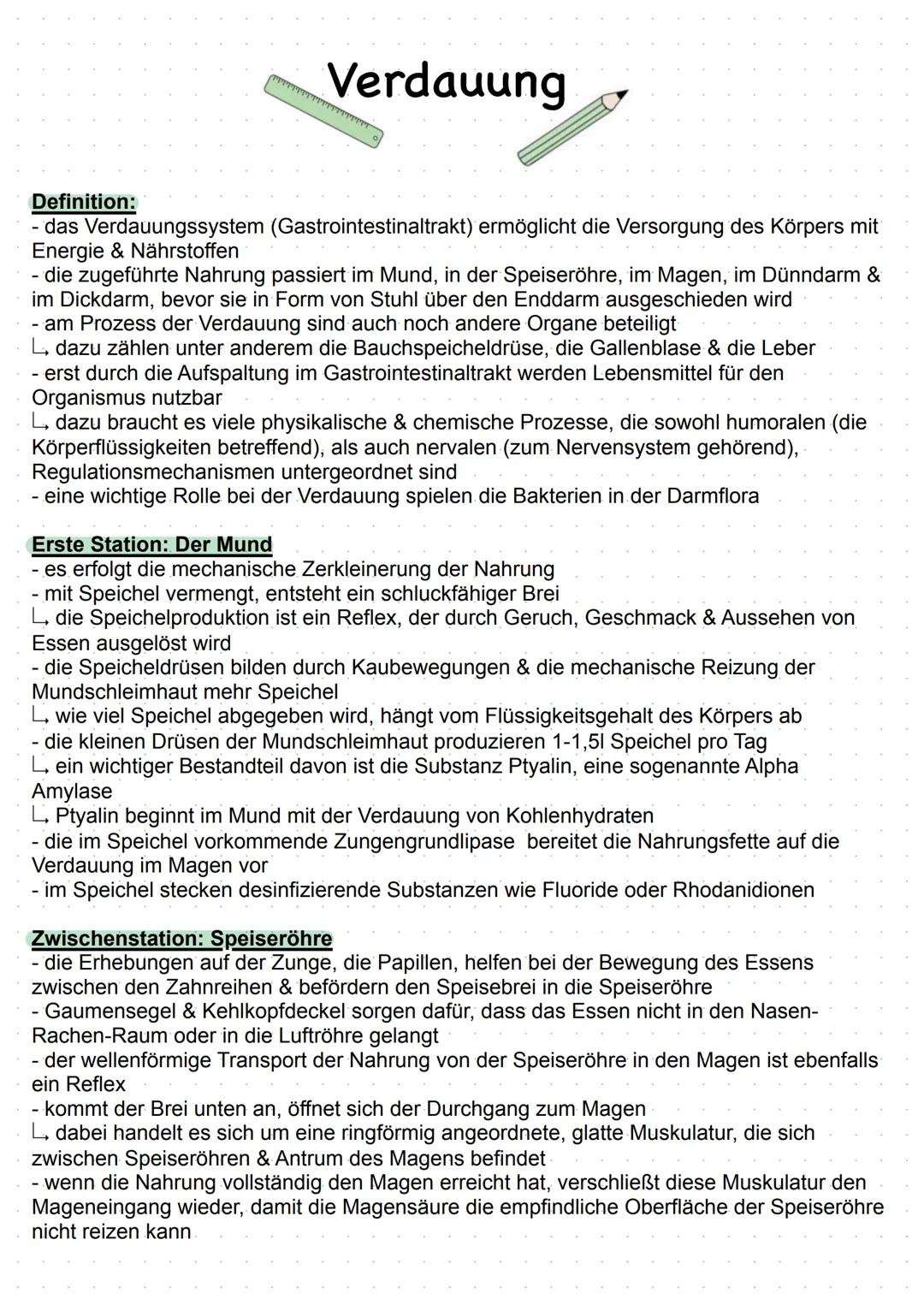# Verdauung
Definition:
- das Verdauungssystem (Gastrointestinaltrakt) ermöglicht die Versorgung des Körpers mit
Energie & Nährstoffen
- di