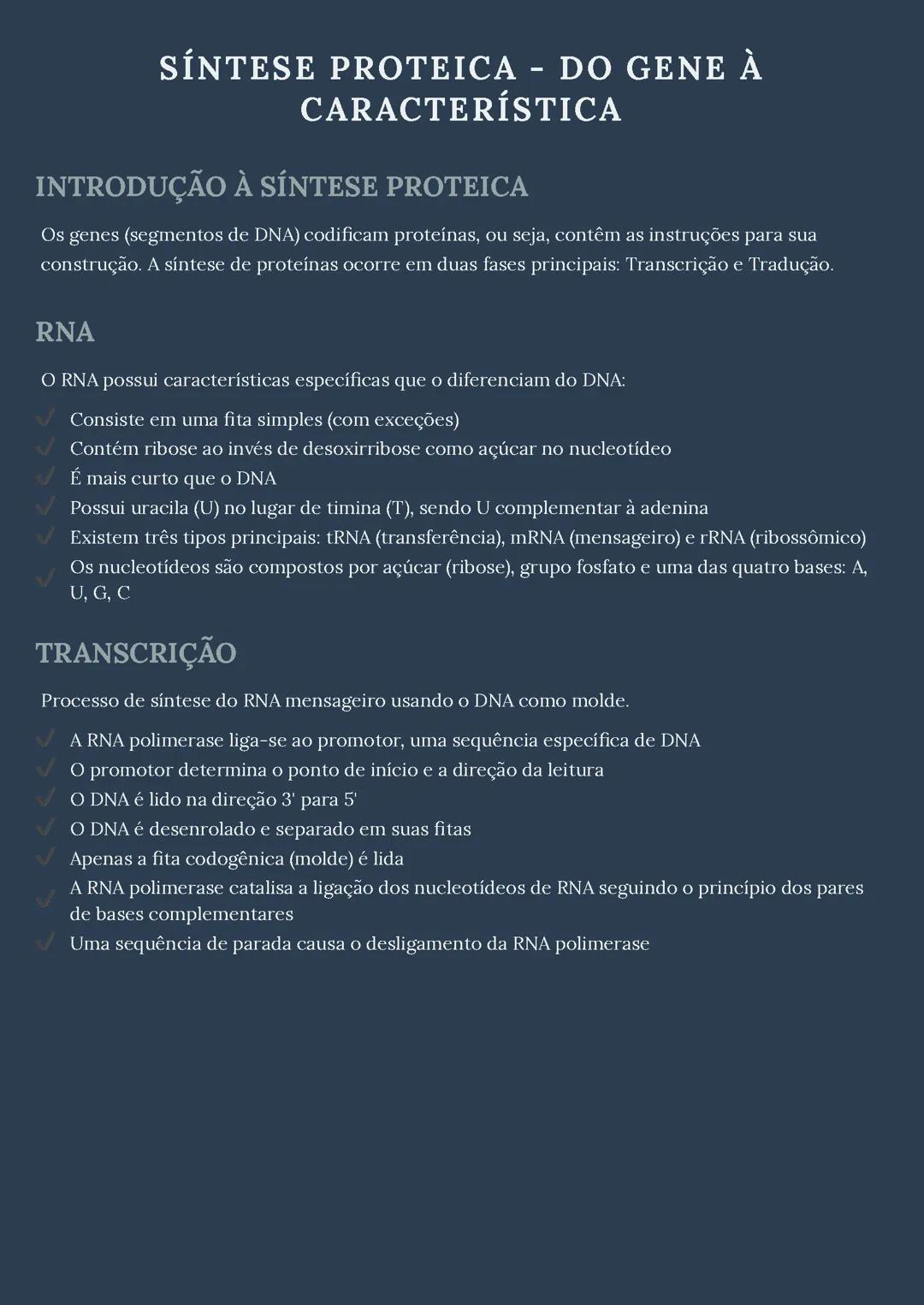 Síntese Proteica - Do Gene à Característica