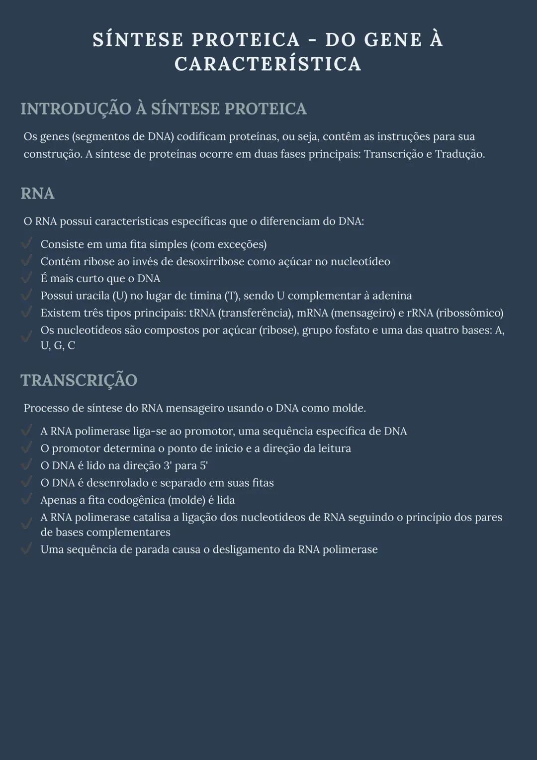 --- OCR Start ---
SÍNTESE PROTEICA - DO GENE À
CARACTERÍSTICA
INTRODUÇÃO À SÍNTESE PROTEICA
Os genes (segmentos de DNA) codificam proteínas,