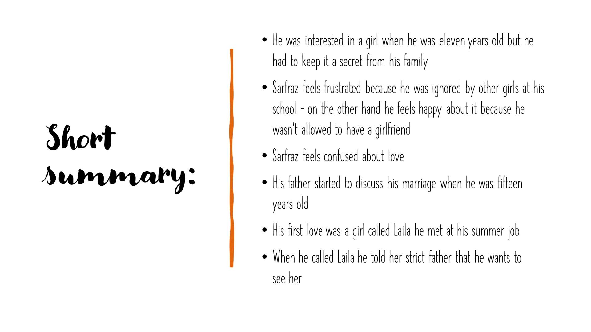 # Chapter 6:
Better Days
Kristine Hensel Sarfraz and
relationships
• His parents want him to have an arranged
marriage and to find a resp