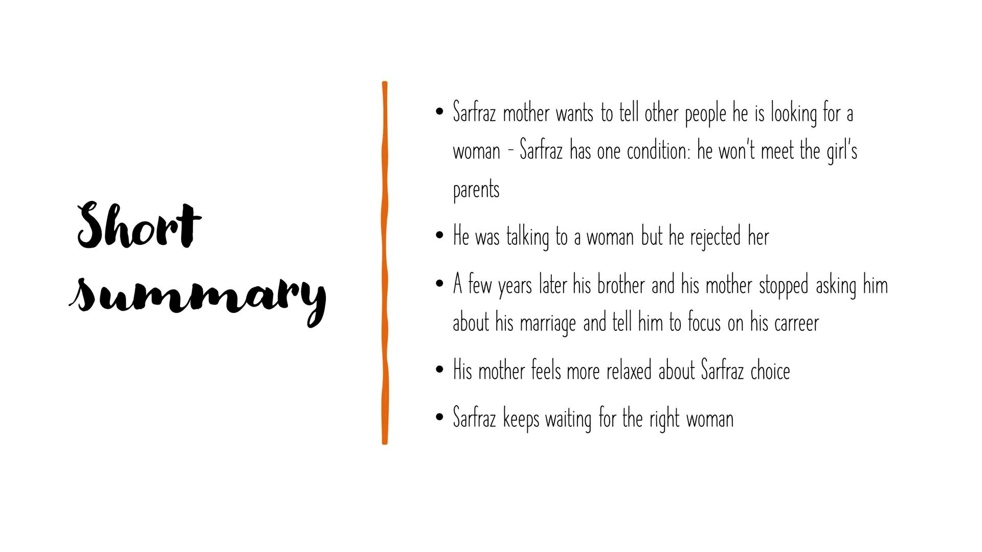 # Chapter 6:
Better Days
Kristine Hensel Sarfraz and
relationships
• His parents want him to have an arranged
marriage and to find a resp