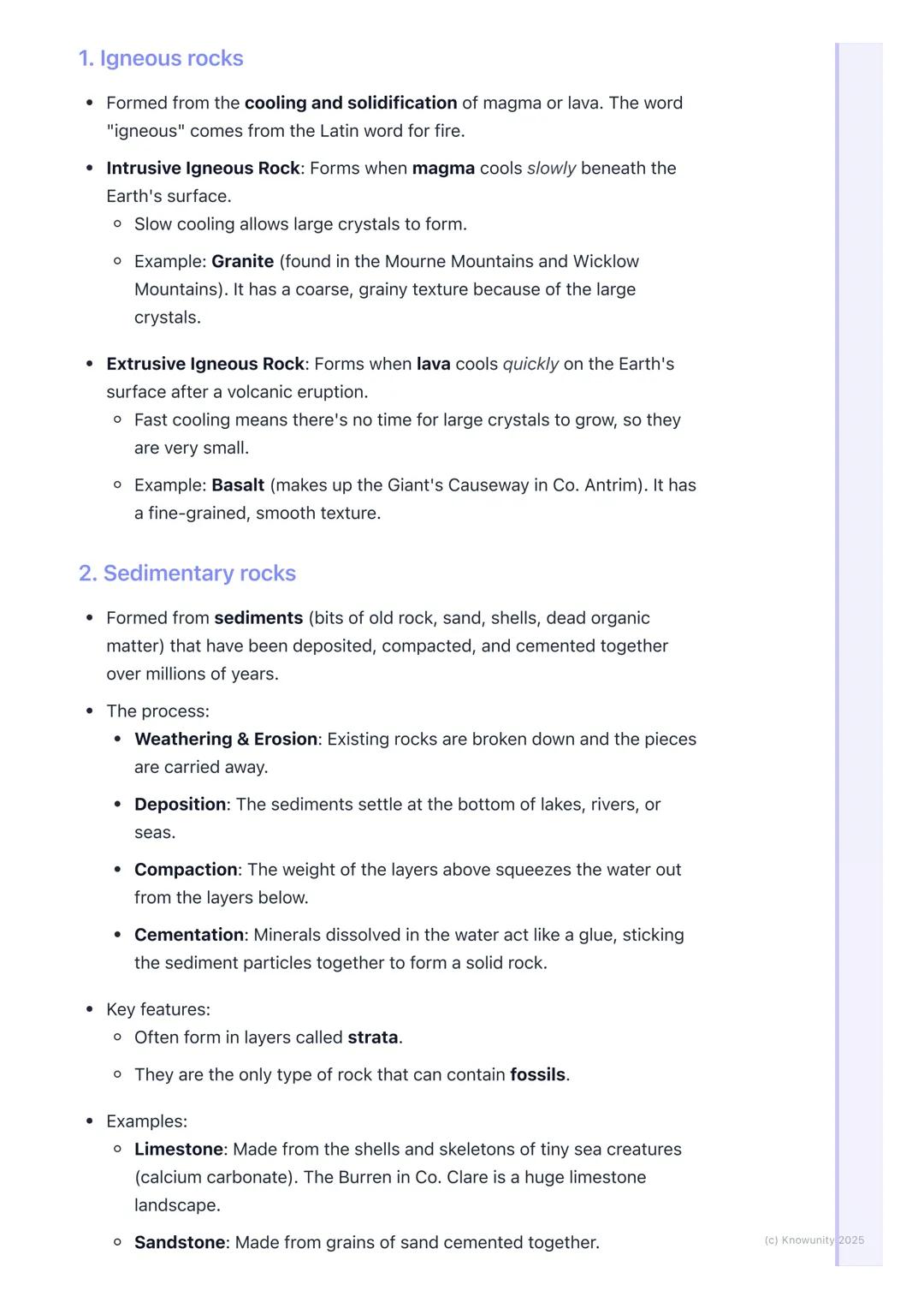 # The Rock Cycle
An introduction to the rock cycle
The rock cycle describes how the three main types of rock are formed and
how they can c