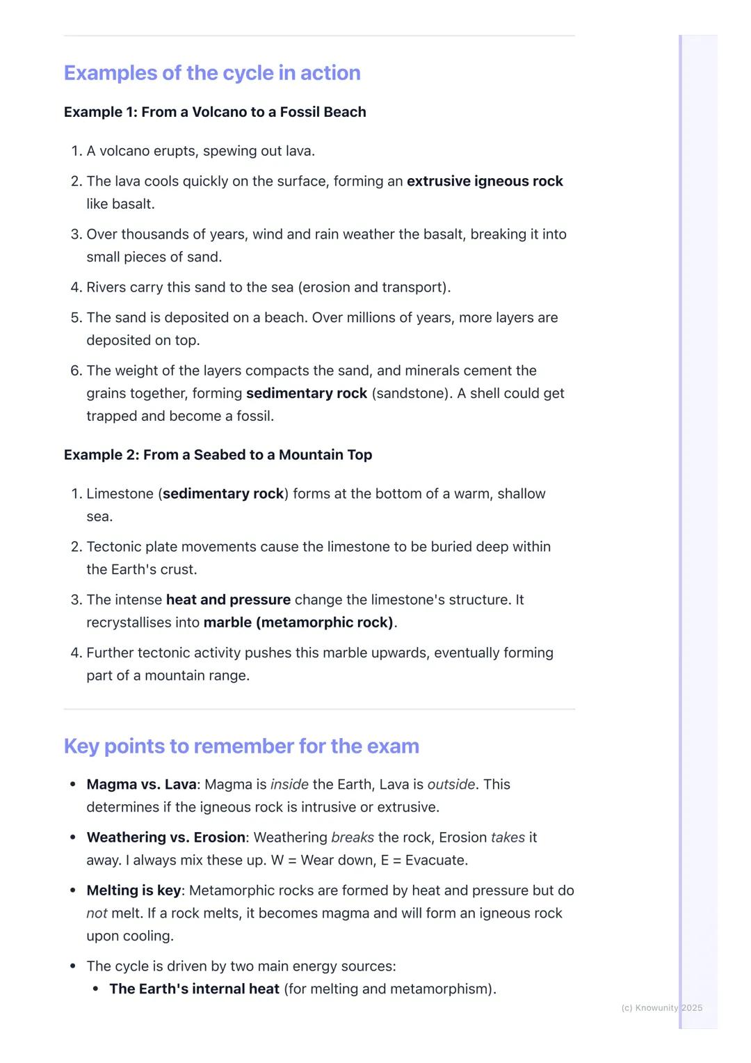 # The Rock Cycle
An introduction to the rock cycle
The rock cycle describes how the three main types of rock are formed and
how they can c