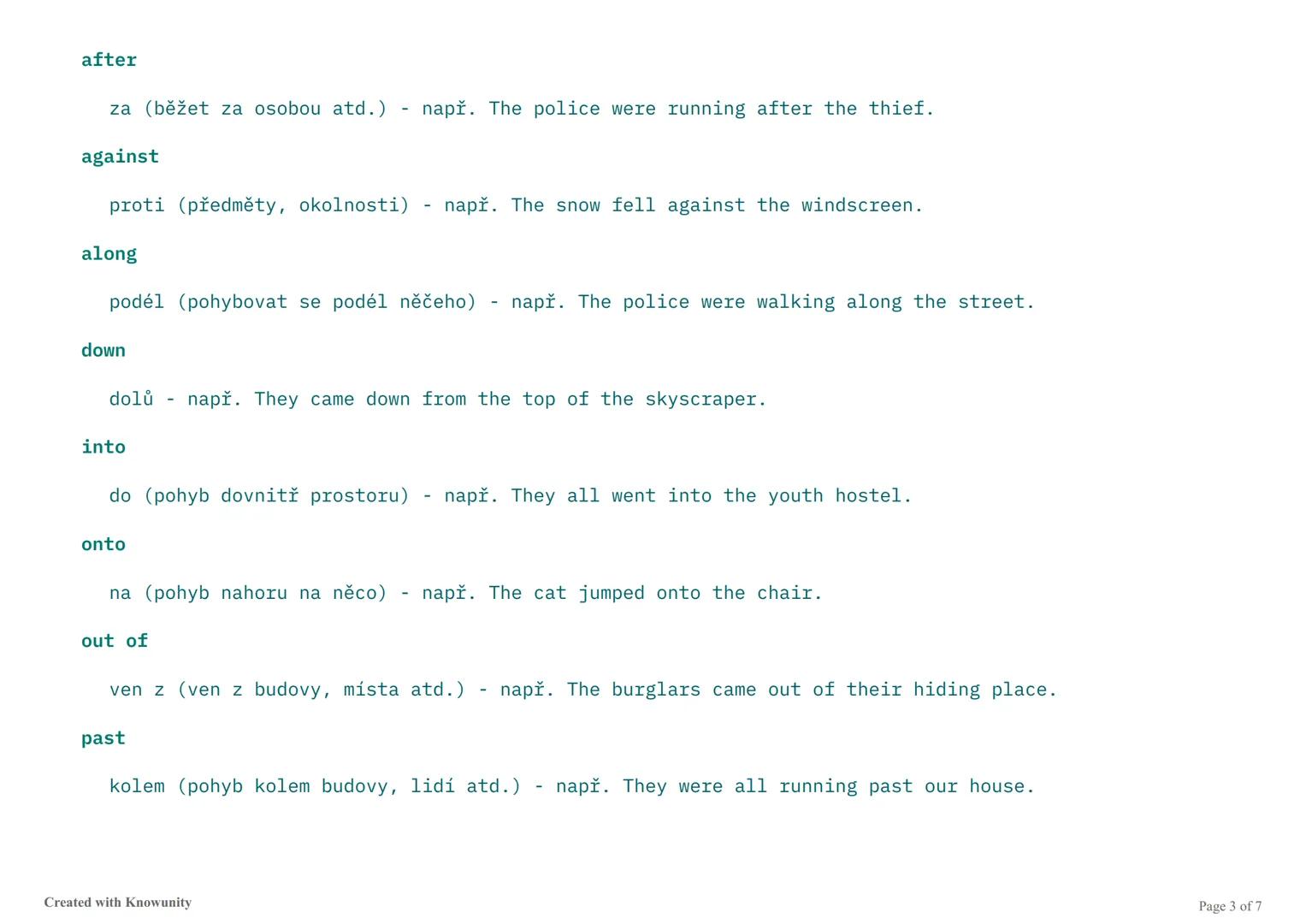 # Předložky v angličtině
Podrobné vysvětlení anglických předložek, jejich použití a umístění ve větách.
## Co jsou předložky?
Předložky (