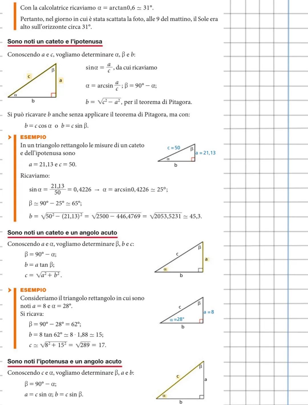 Triangoli rettangoli
Possiamo scrivere le proporzioni
BC: AB=PH: AP,
AC: AB=AH: AP,
e, poiché AP=1, PH = sina e AH = cosa,
otteniamo:
TEOREM