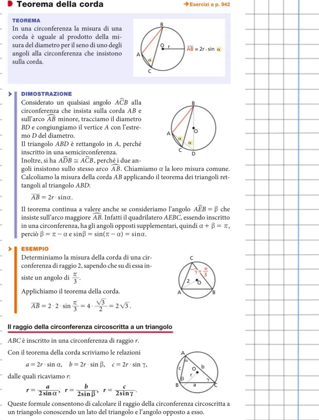 Triangoli rettangoli
Possiamo scrivere le proporzioni
BC: AB=PH: AP,
AC: AB=AH: AP,
e, poiché AP=1, PH = sina e AH = cosa,
otteniamo:
TEOREM