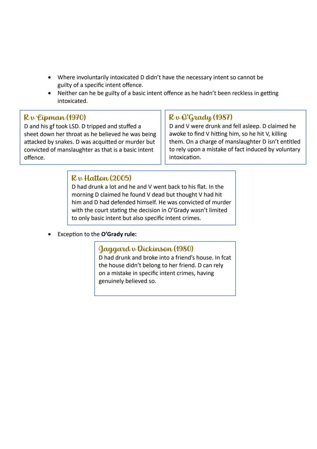 Mental
Capacity
Defences:
Intoxication Introduction
Intoxication is a defence which throws doubt on the defendant's ability to form the requ