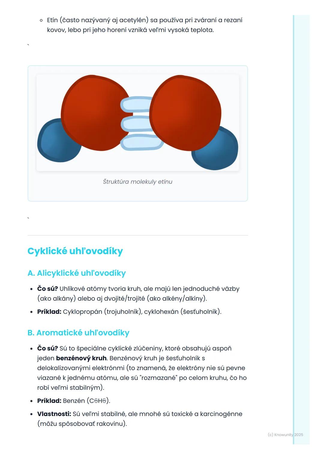 # Uhlovodíky
1. Prehl'ad uhlovodíkov
Uhlovodíky sú úplne základné organické zlúčeniny. Sú to zlúčeniny, ktoré
obsahujú iba atómy uhlíka (C