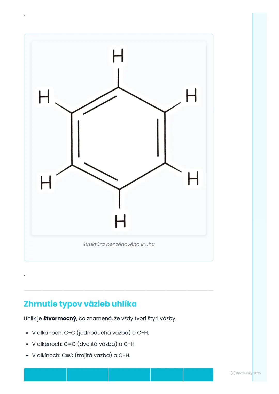 # Uhlovodíky
1. Prehl'ad uhlovodíkov
Uhlovodíky sú úplne základné organické zlúčeniny. Sú to zlúčeniny, ktoré
obsahujú iba atómy uhlíka (C