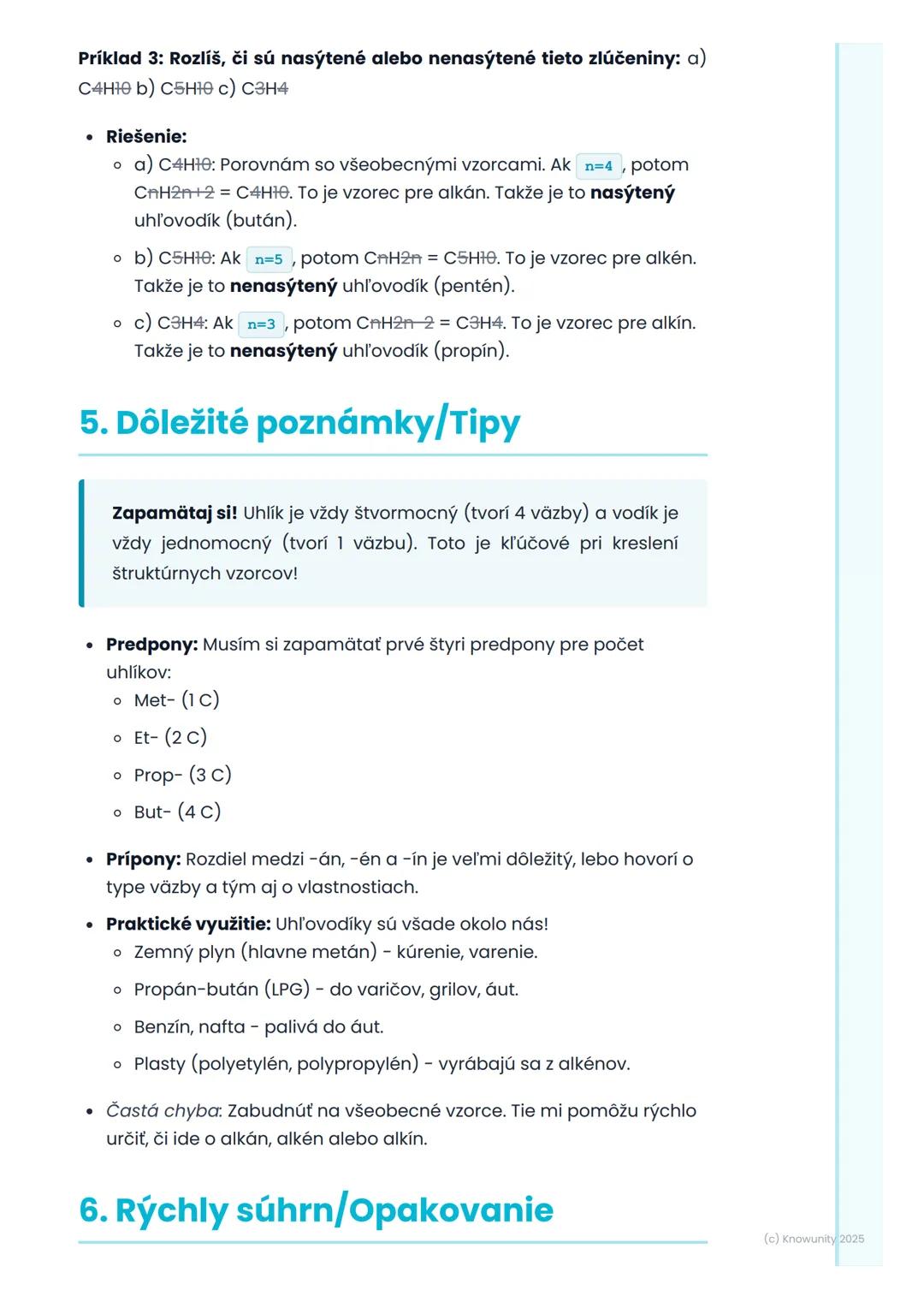 # Uhlovodíky
1. Prehl'ad uhlovodíkov
Uhlovodíky sú úplne základné organické zlúčeniny. Sú to zlúčeniny, ktoré
obsahujú iba atómy uhlíka (C
