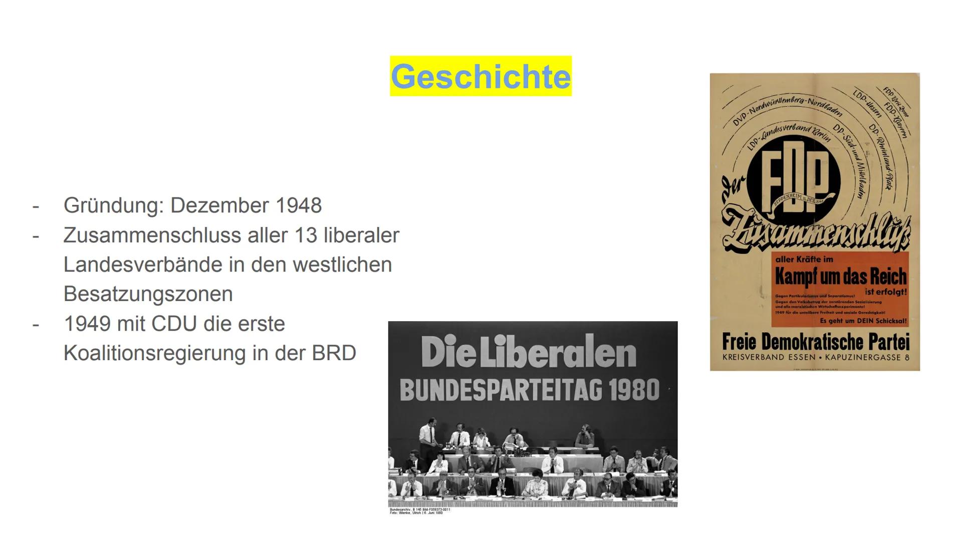 Freie
FDP
Demokraten
Amelia & Hannah Geschichte
Gründung: Dezember 1948
Zusammenschluss aller 13 liberaler
Landesverbände in den westlichen