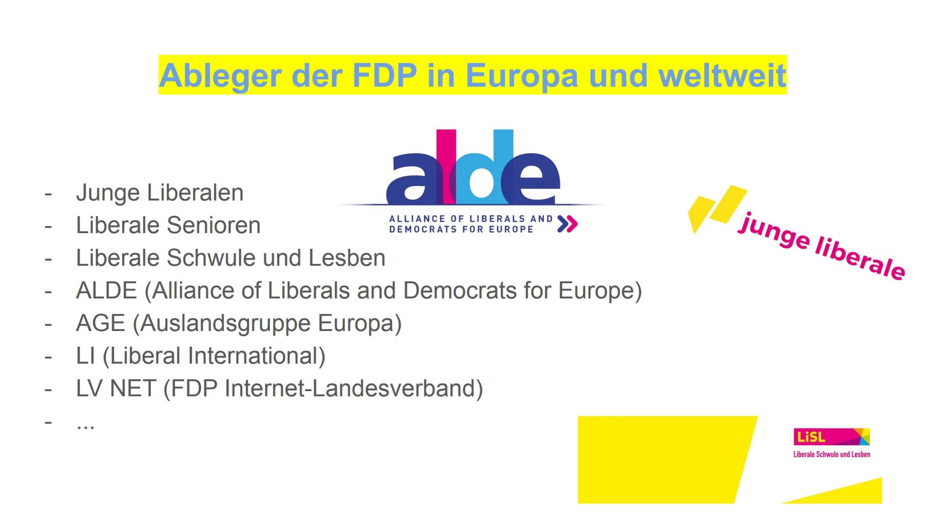 Freie
FDP
Demokraten
Amelia & Hannah Geschichte
Gründung: Dezember 1948
Zusammenschluss aller 13 liberaler
Landesverbände in den westlichen