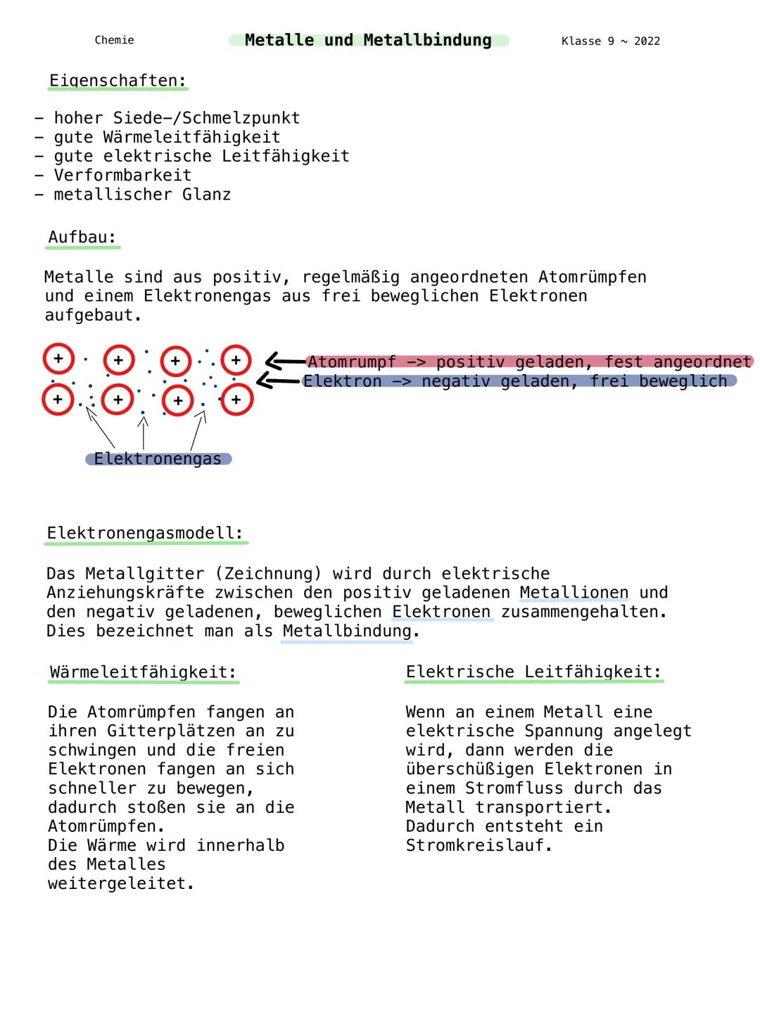 Chemie
Eigenschaften:
hoher Siede-/Schmelzpunkt
gute Wärmeleitfähigkeit
gute elektrische Leitfähigkeit
Verformbarkeit
metallischer Glanz
+
A
