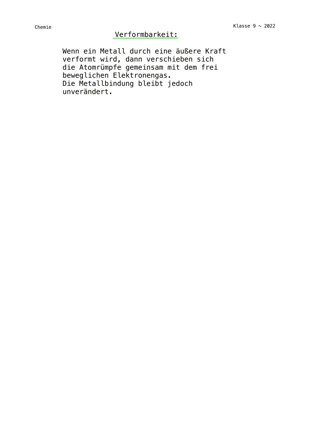 Chemie
Eigenschaften:
hoher Siede-/Schmelzpunkt
gute Wärmeleitfähigkeit
gute elektrische Leitfähigkeit
Verformbarkeit
metallischer Glanz
+
A