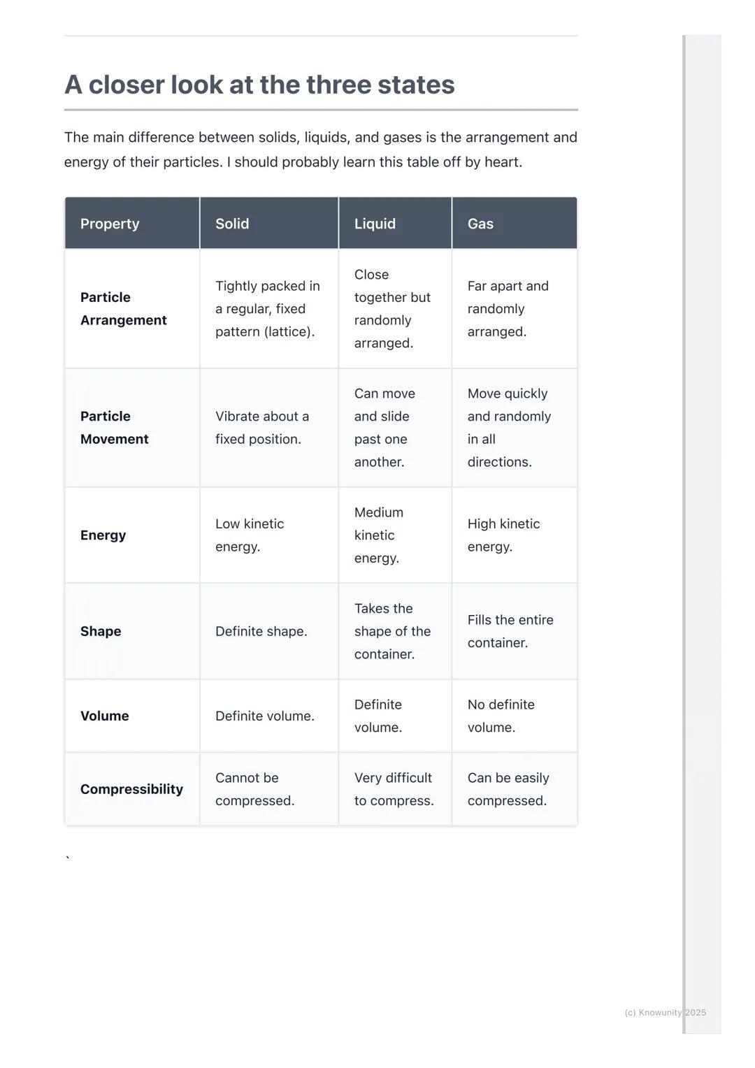 # States of Matter
## An introduction to states of matter
Everything around us is made of matter. Matter is just the 'stuff' that things
a